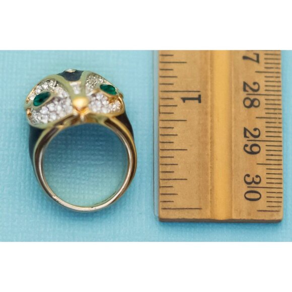 Vintage Gold Plated Abstract Owl Face Ring Size 7 - E8 - Picture 4 of 4
